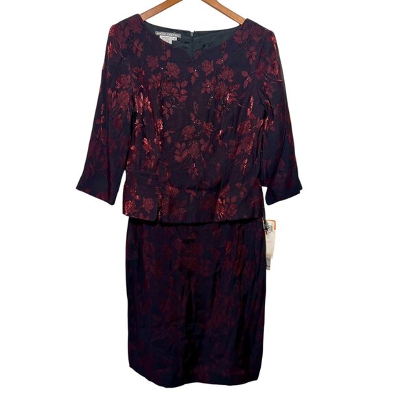 NWT Vintage Maggie London Roses Midi Dress Conservative Holiday Event Formal 10 - Picture 11 of 14